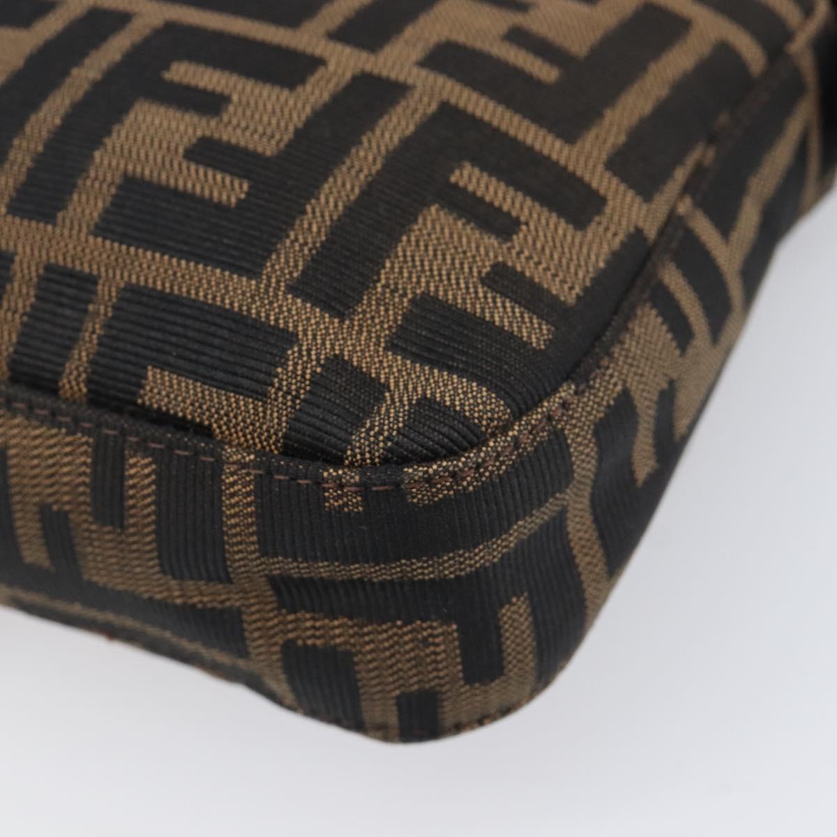 FENDI Zucca Canvas Mamma Baguette Shoulder Bag Black Brown Auth 135512