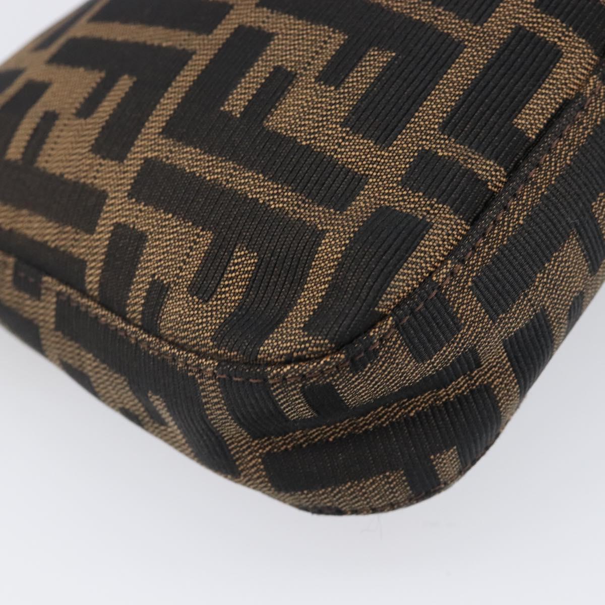 FENDI Zucca Canvas Mamma Baguette Shoulder Bag Black Brown Auth 135512