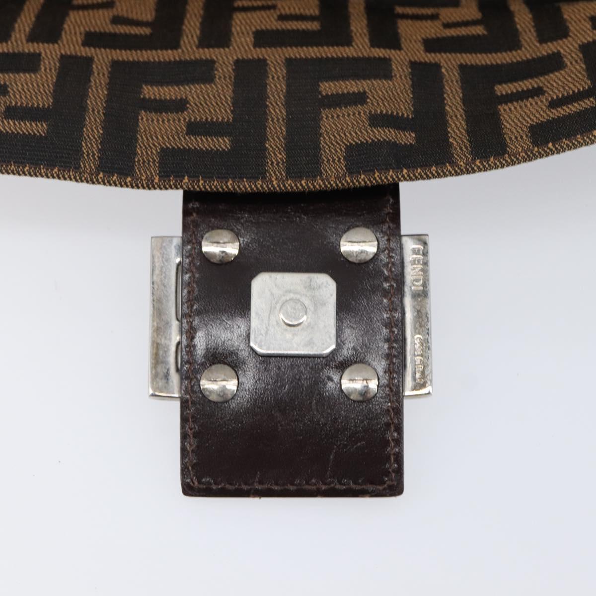 FENDI Zucca Canvas Mamma Baguette Shoulder Bag Black Brown Auth 135512