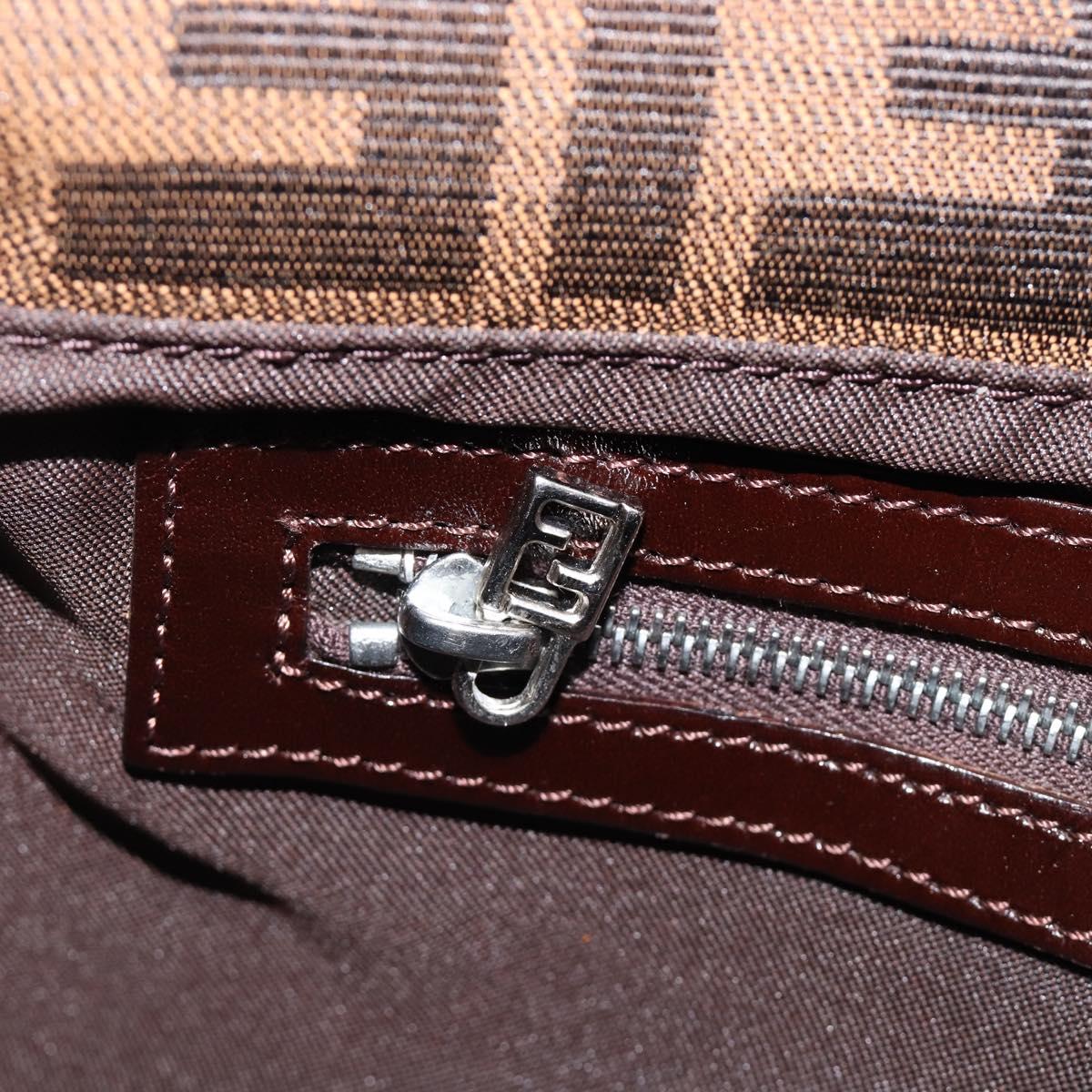 FENDI Zucca Canvas Mamma Baguette Shoulder Bag Black Brown Auth 135512
