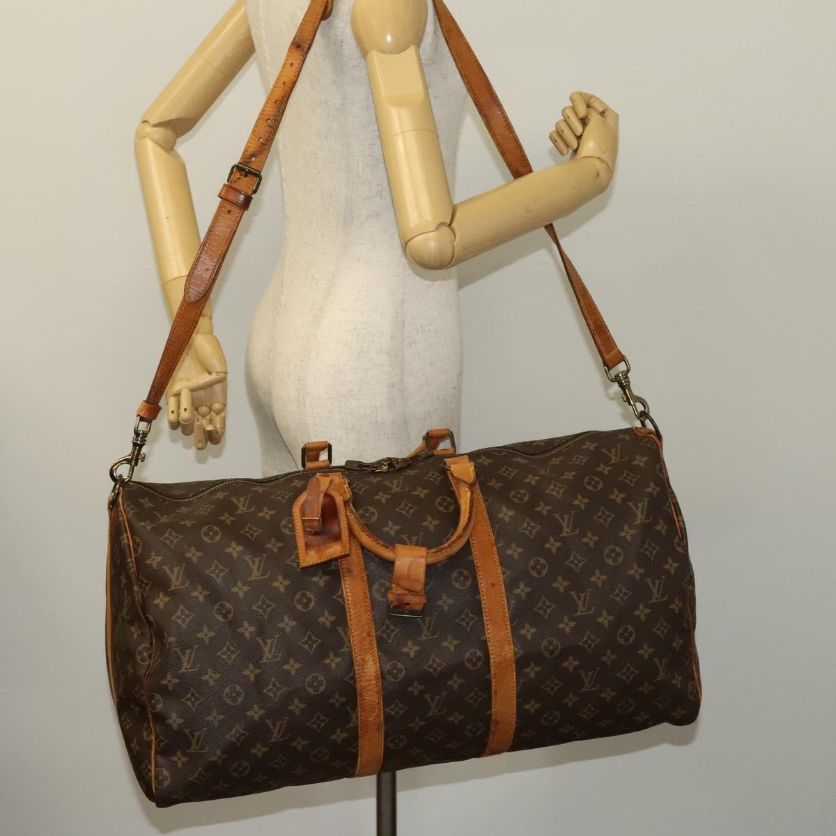 LOUIS VUITTON Monogram Keepall Bandouliere 55 Boston Bag M41414 LV Auth 135536