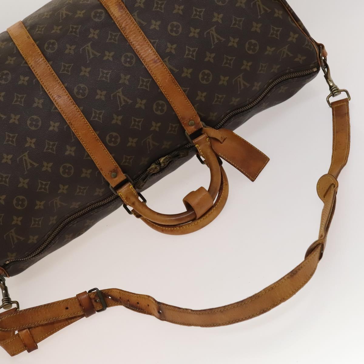 LOUIS VUITTON Monogram Keepall Bandouliere 55 Boston Bag M41414 LV Auth 135536