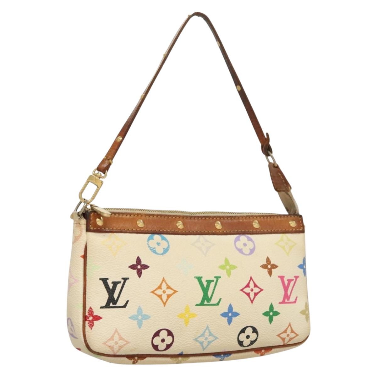 LOUIS VUITTON Monogram Multicolor Pochette Pouch White M92649 LV Auth 135545
