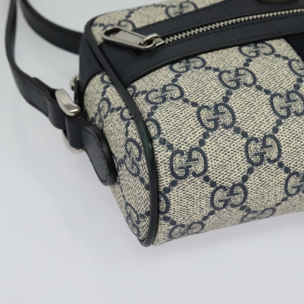 GUCCI GG Supreme Sherry Line Shoulder Bag PVC Navy Red Auth 135549