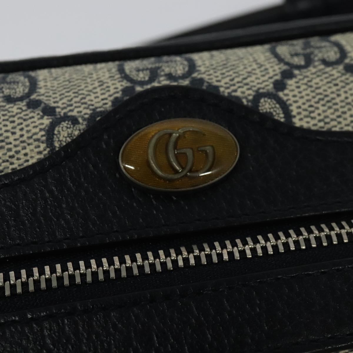 GUCCI GG Supreme Sherry Line Shoulder Bag PVC Navy Red Auth 135549