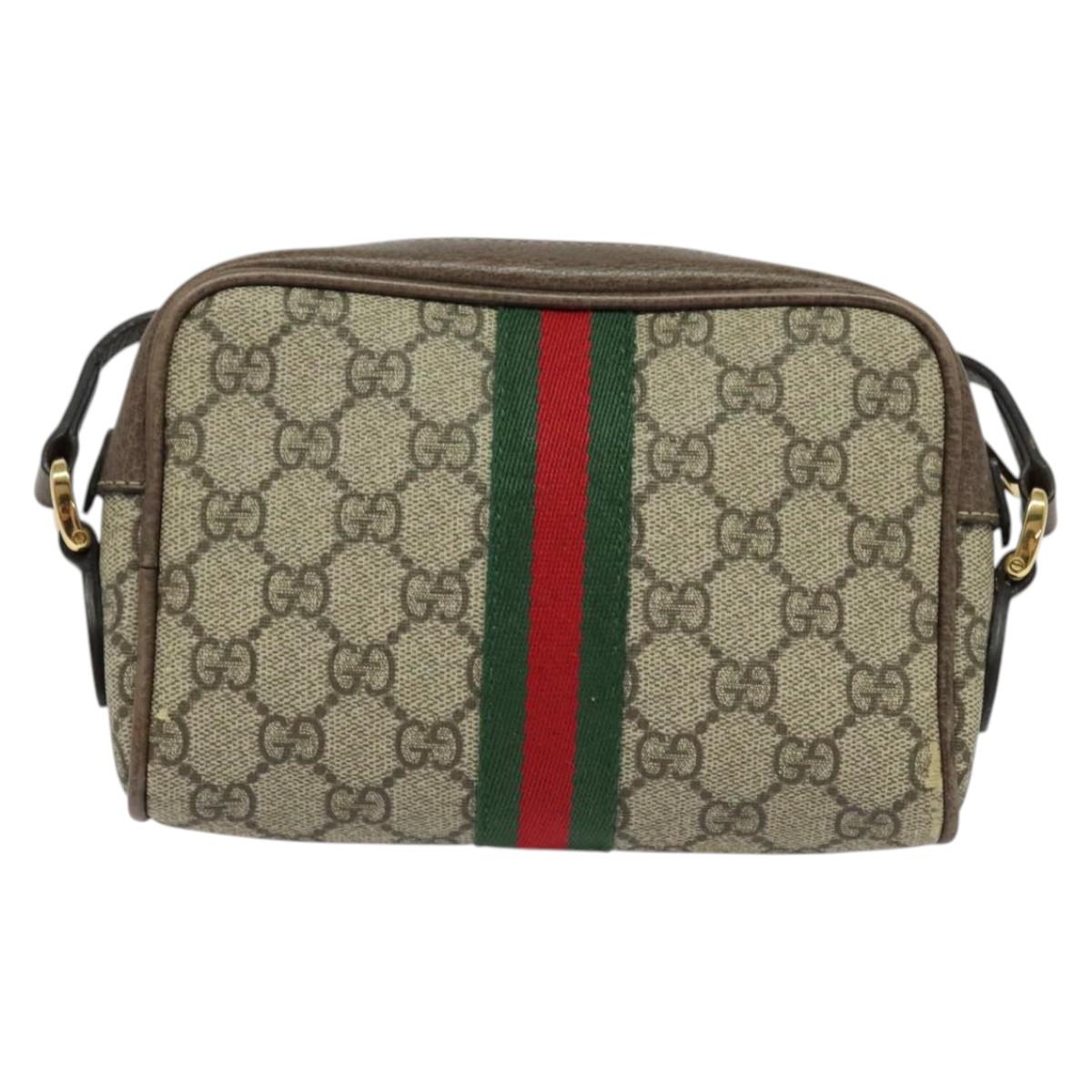 GUCCI GG Supreme Web Sherry Line Shoulder Bag PVC Brown Gold 517350 Auth 135550
