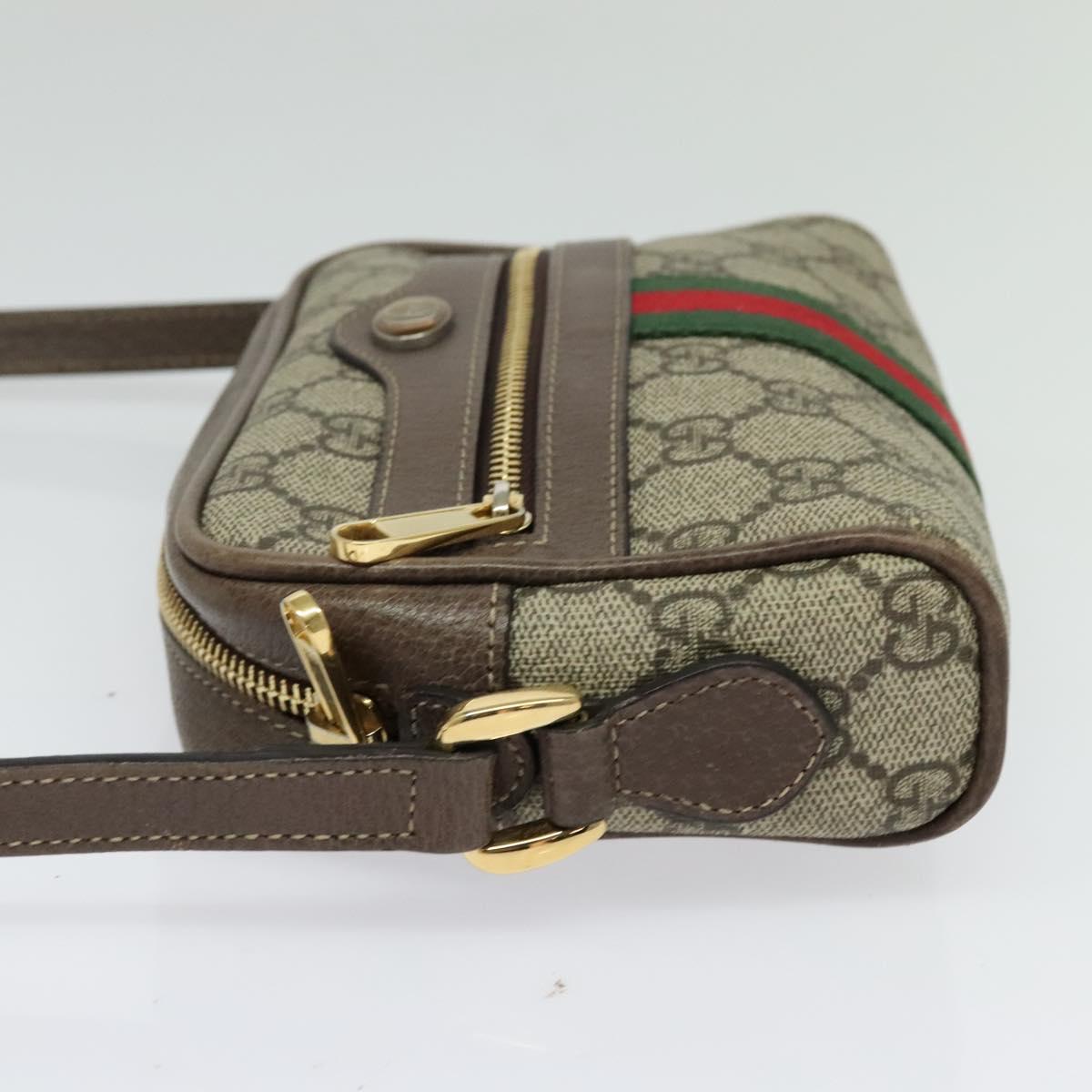 GUCCI GG Supreme Web Sherry Line Shoulder Bag PVC Brown Gold 517350 Auth 135550