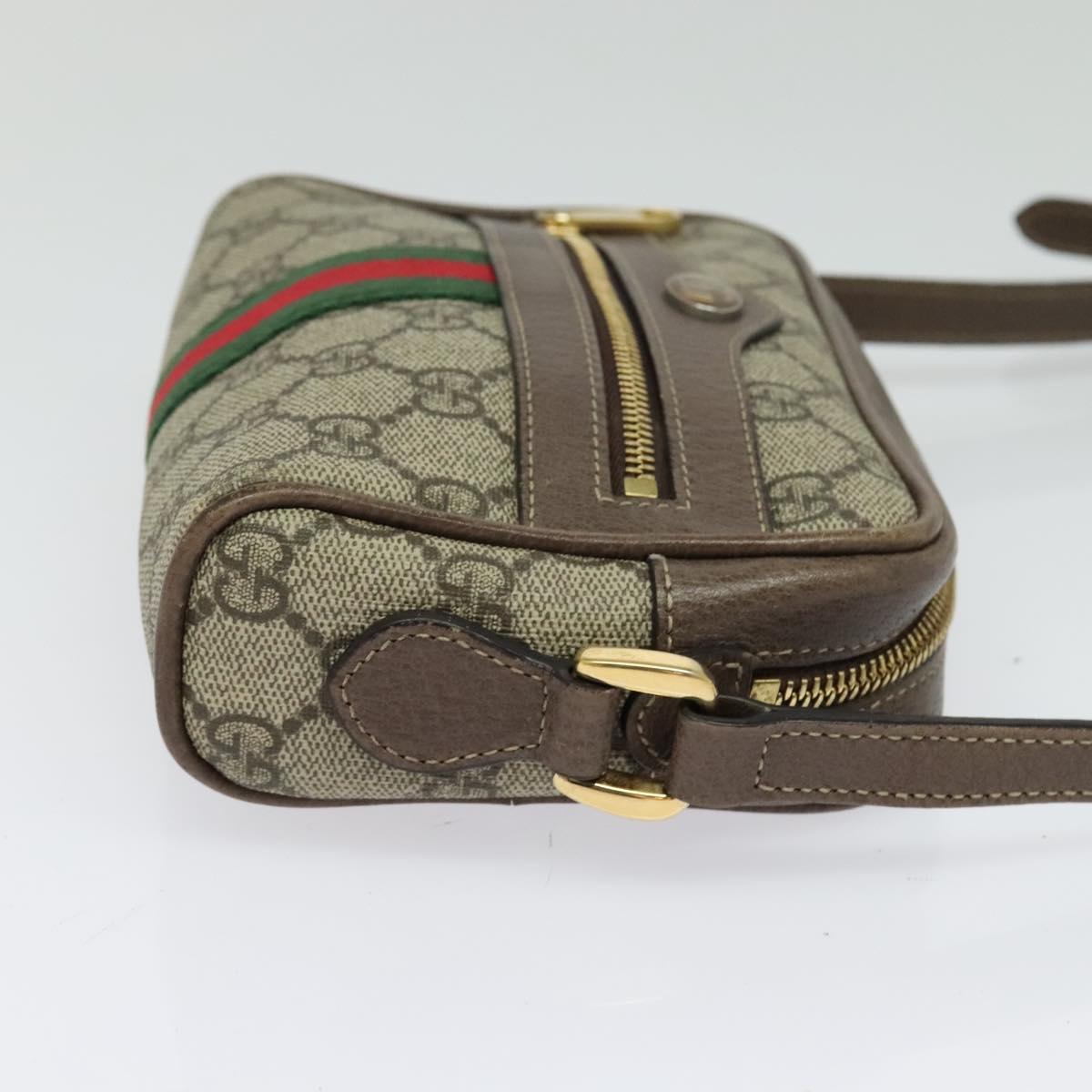 GUCCI GG Supreme Web Sherry Line Shoulder Bag PVC Brown Gold 517350 Auth 135550