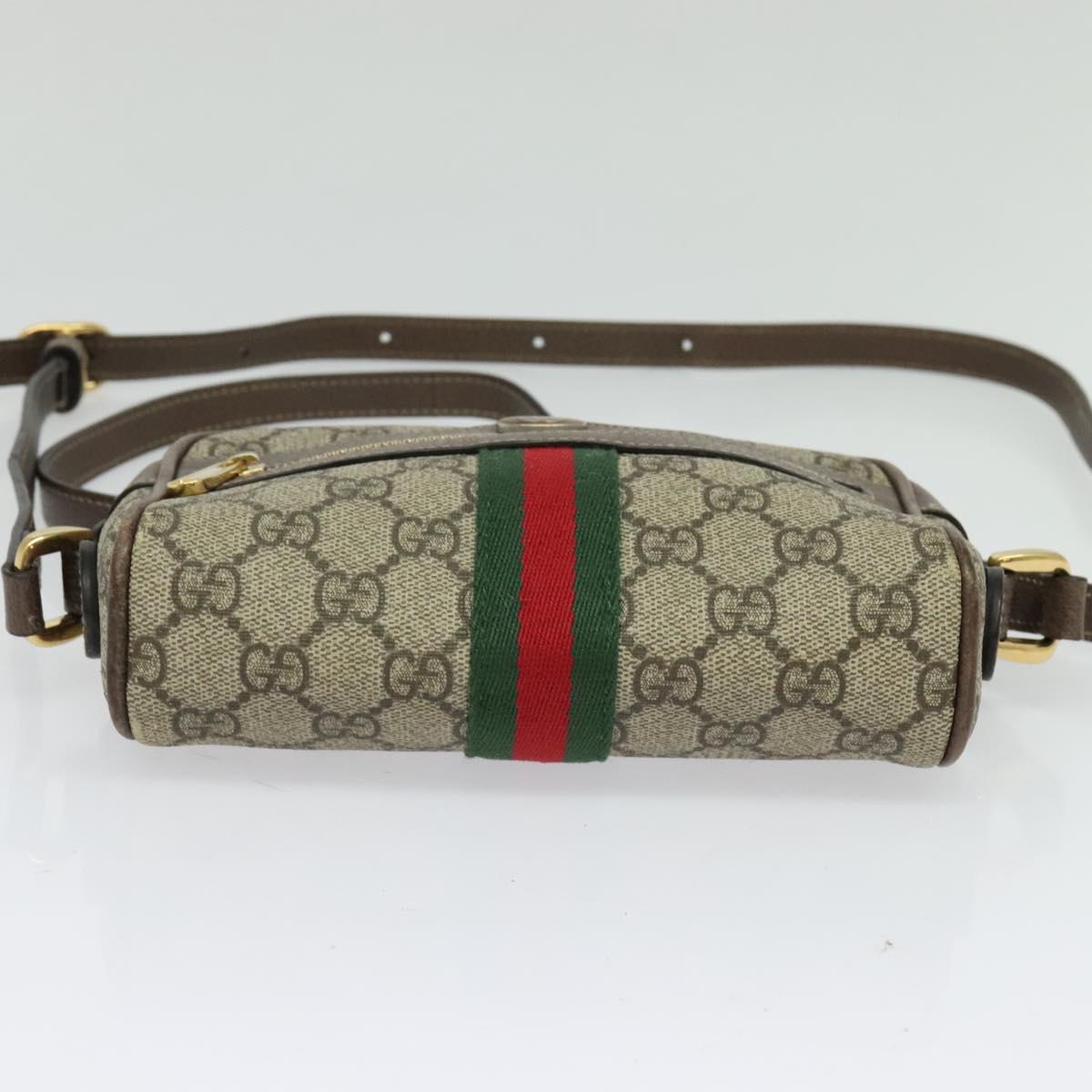 GUCCI GG Supreme Web Sherry Line Shoulder Bag PVC Brown Gold 517350 Auth 135550