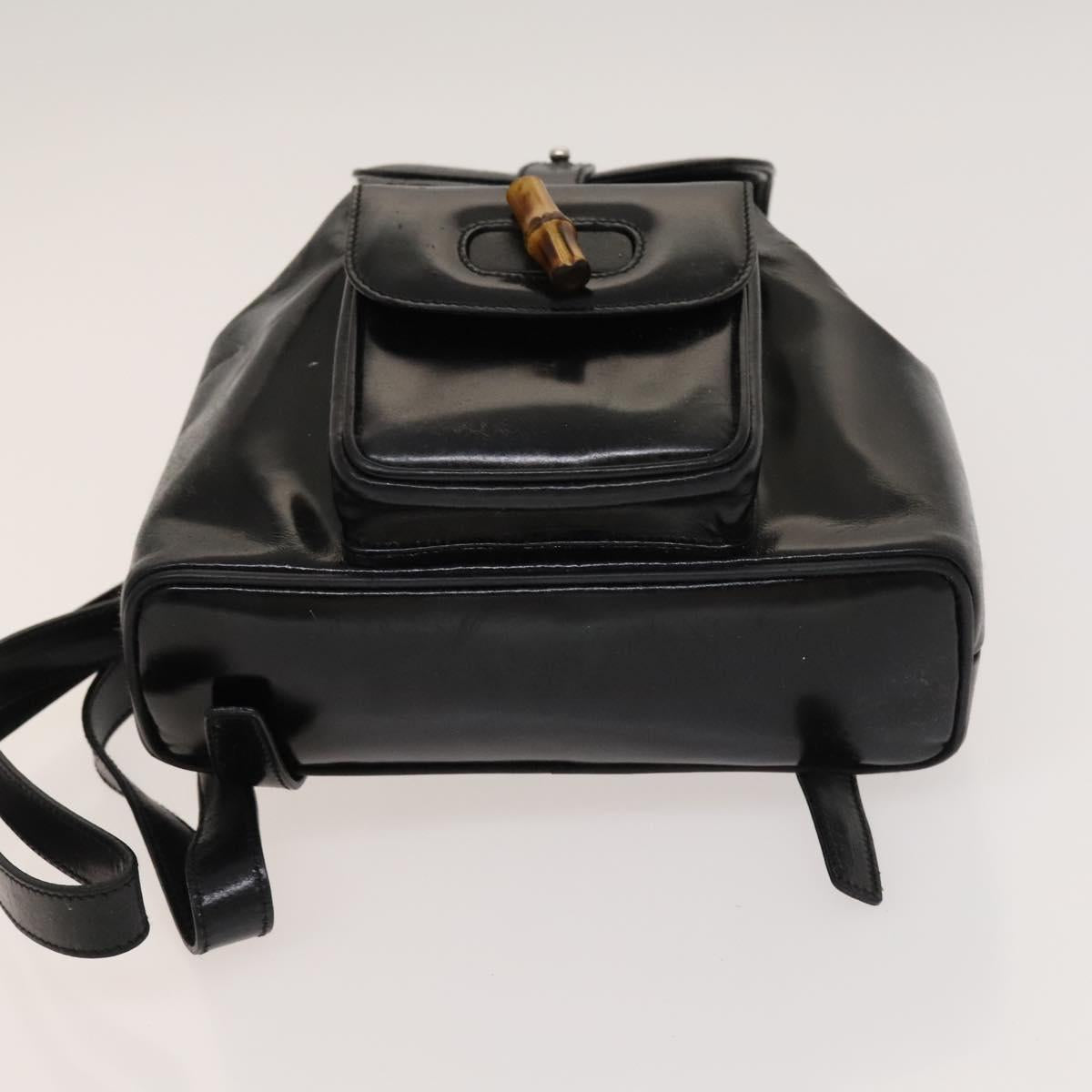 GUCCI Bamboo Backpack Enamel Black Silver 003 2034 0030 Auth 135553
