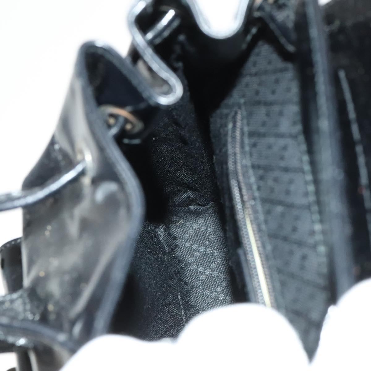 GUCCI Bamboo Backpack Enamel Black Silver 003 2034 0030 Auth 135553