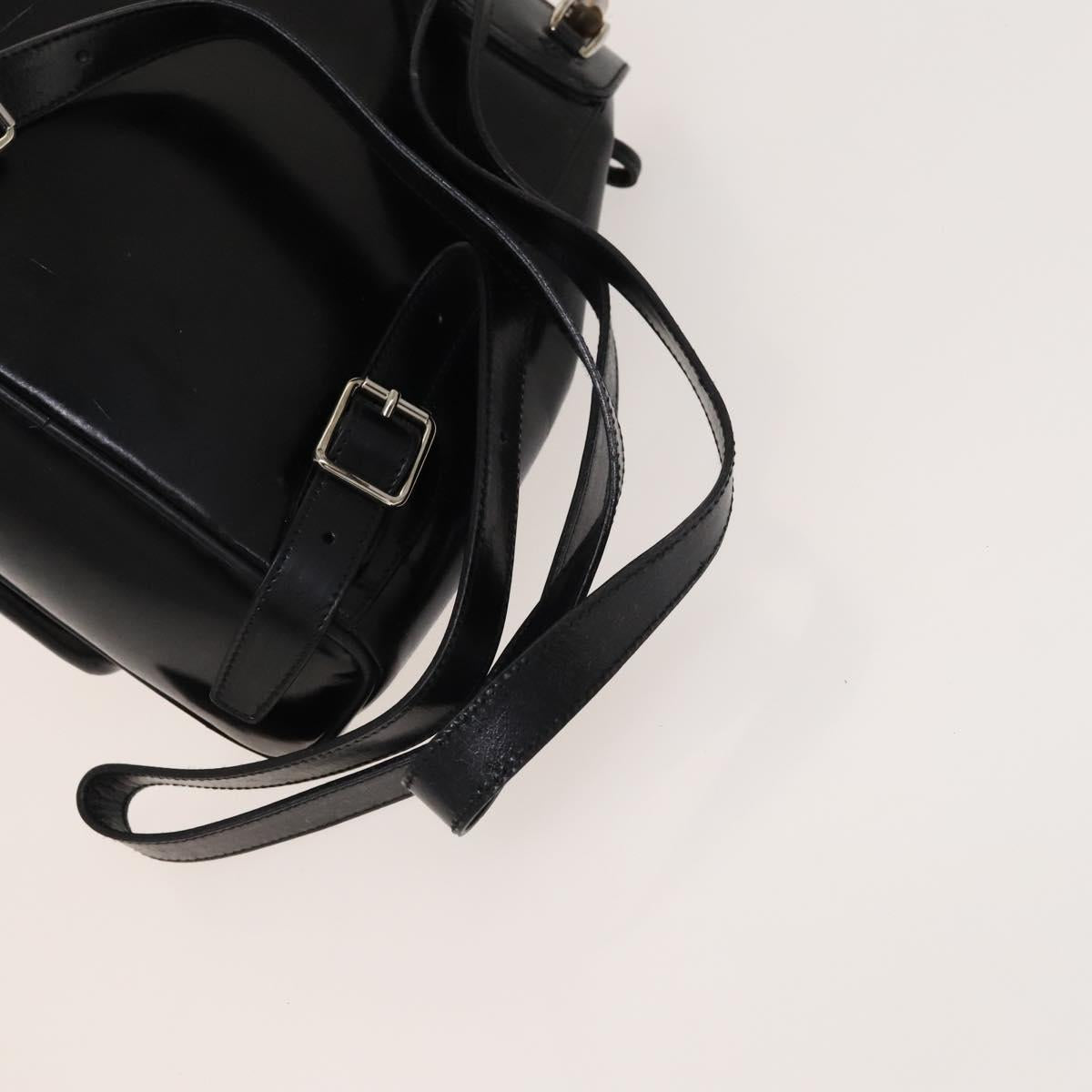 GUCCI Bamboo Backpack Enamel Black Silver 003 2034 0030 Auth 135553