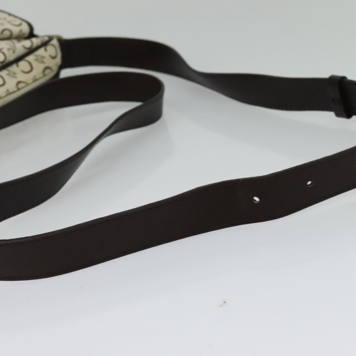 CELINE C Macadam Canvas Shoulder Bag White Auth 135554
