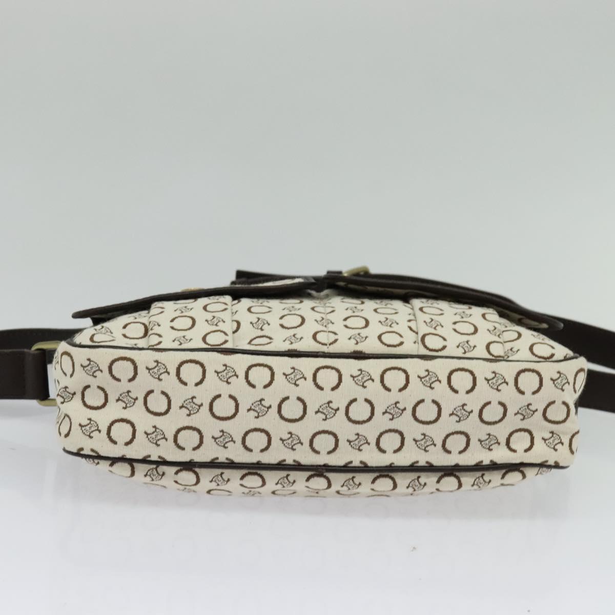 CELINE C Macadam Canvas Shoulder Bag White Auth 135554