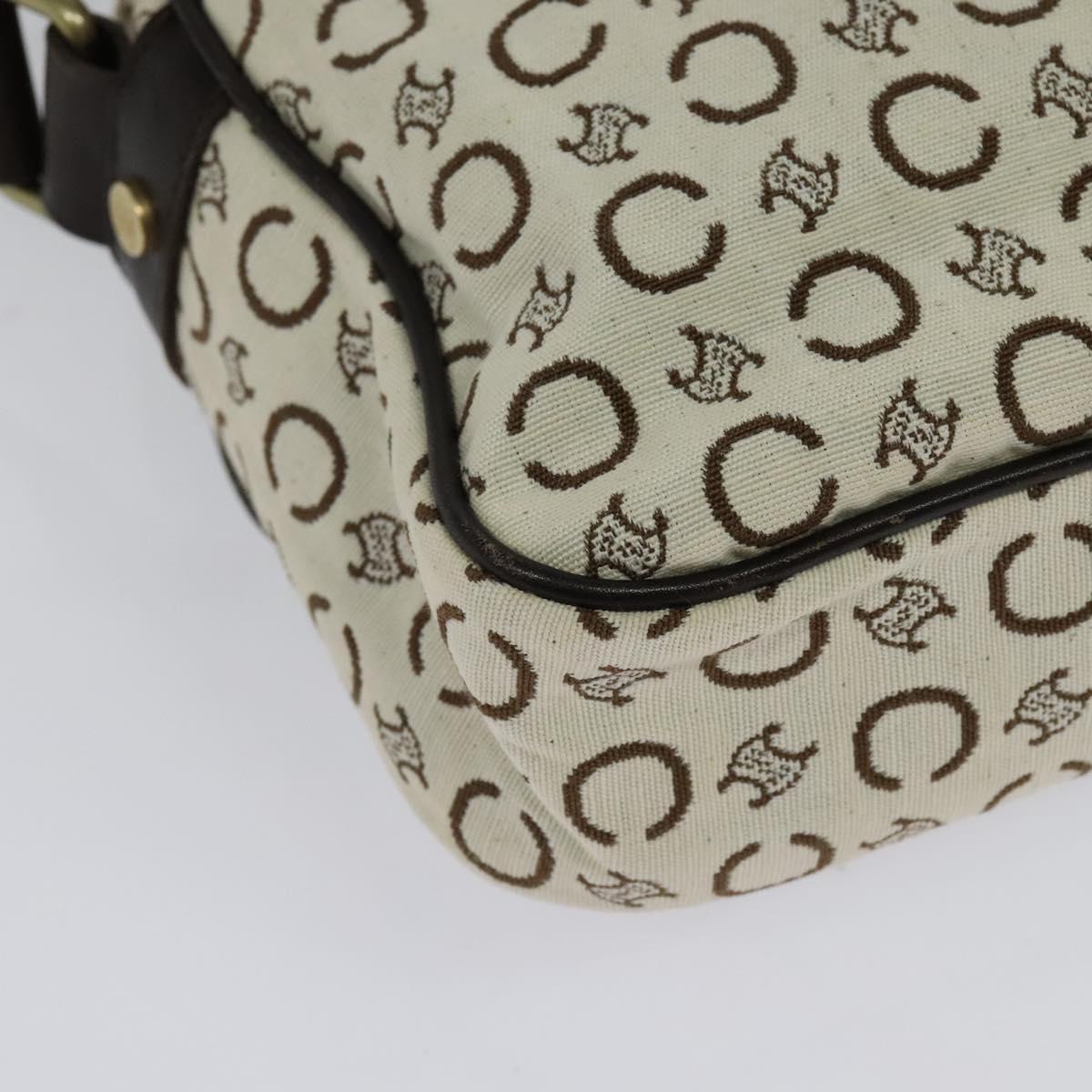 CELINE C Macadam Canvas Shoulder Bag White Auth 135554