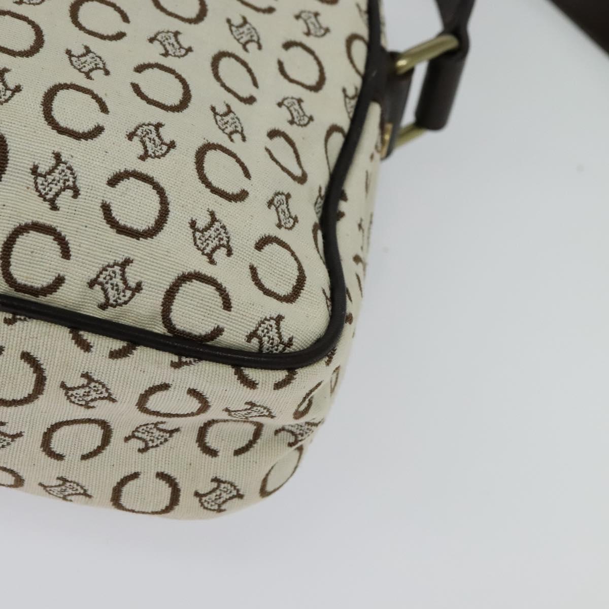 CELINE C Macadam Canvas Shoulder Bag White Auth 135554