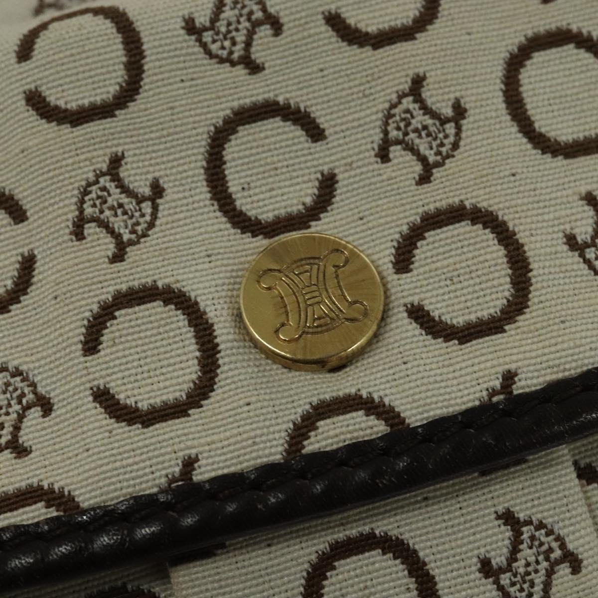 CELINE C Macadam Canvas Shoulder Bag White Auth 135554