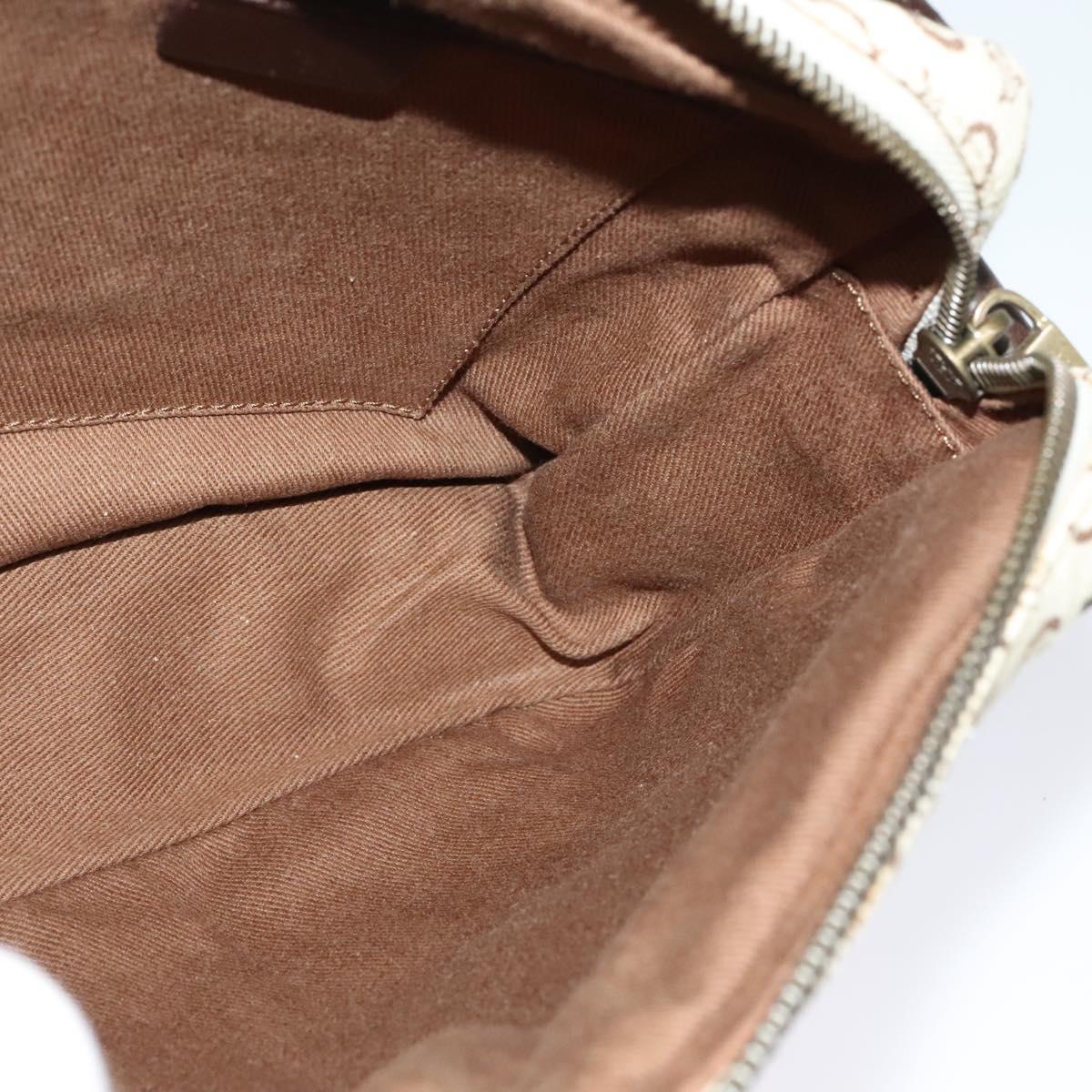 CELINE C Macadam Canvas Shoulder Bag White Auth 135554