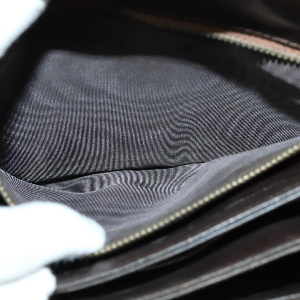 FENDI Zucca Canvas Shoulder Bag Black Brown Auth 135567