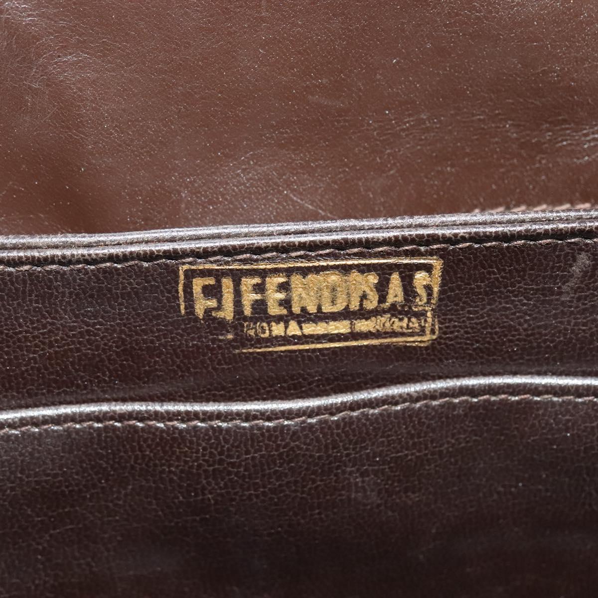 FENDI Zucca Canvas Shoulder Bag Black Brown Auth 135567
