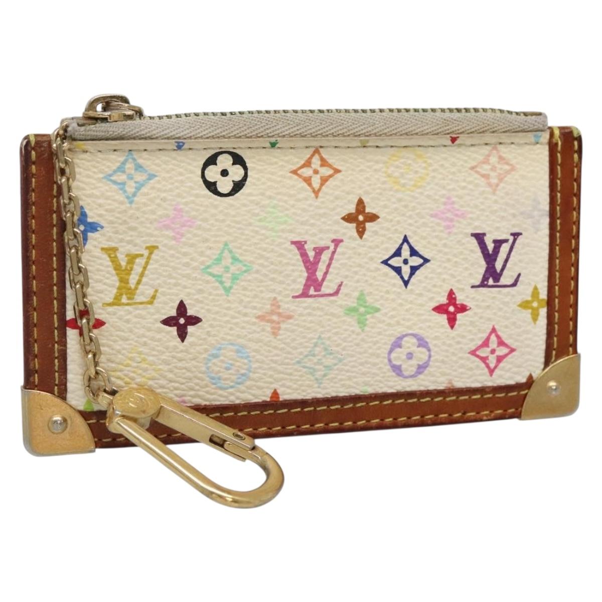 LOUIS VUITTON Multicolor Pochette Cles Coin Purse White M92655 LV Auth 135587