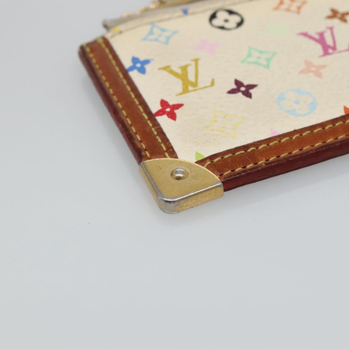 LOUIS VUITTON Multicolor Pochette Cles Coin Purse White M92655 LV Auth 135587