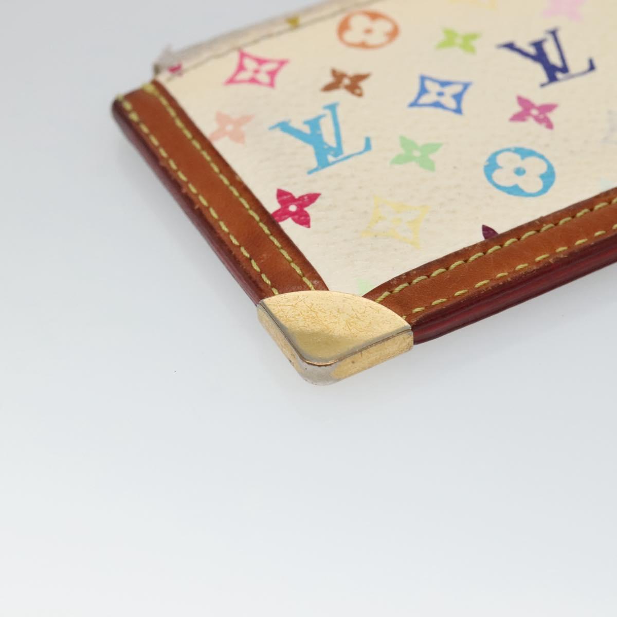 LOUIS VUITTON Multicolor Pochette Cles Coin Purse White M92655 LV Auth 135587