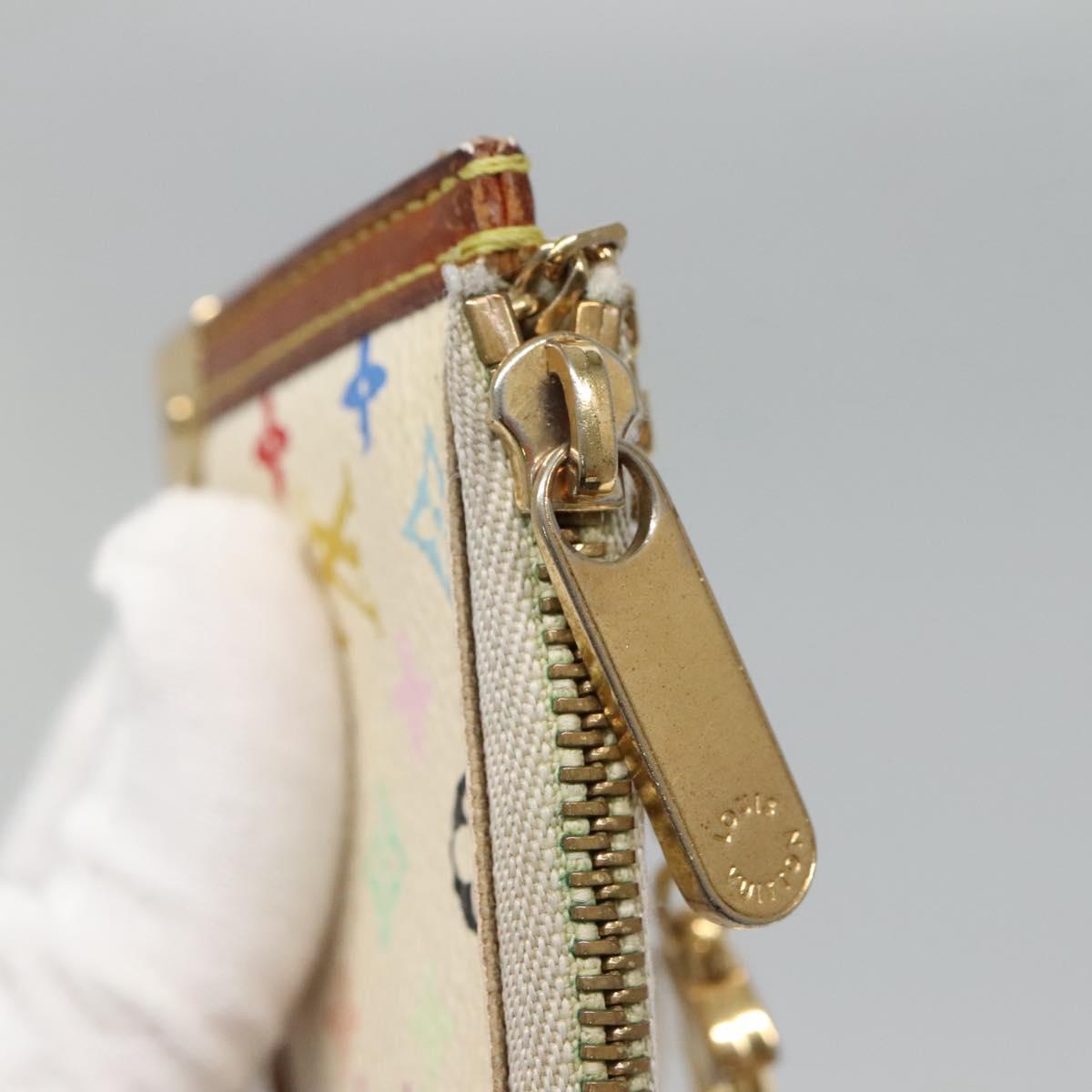 LOUIS VUITTON Multicolor Pochette Cles Coin Purse White M92655 LV Auth 135587