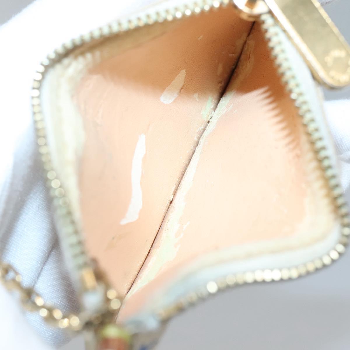 LOUIS VUITTON Multicolor Pochette Cles Coin Purse White M92655 LV Auth 135587