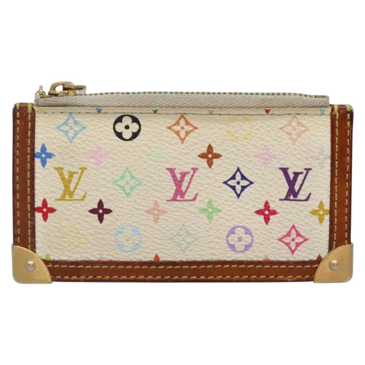 LOUIS VUITTON Multicolor Pochette Cles Coin Purse White M92655 LV Auth 135587