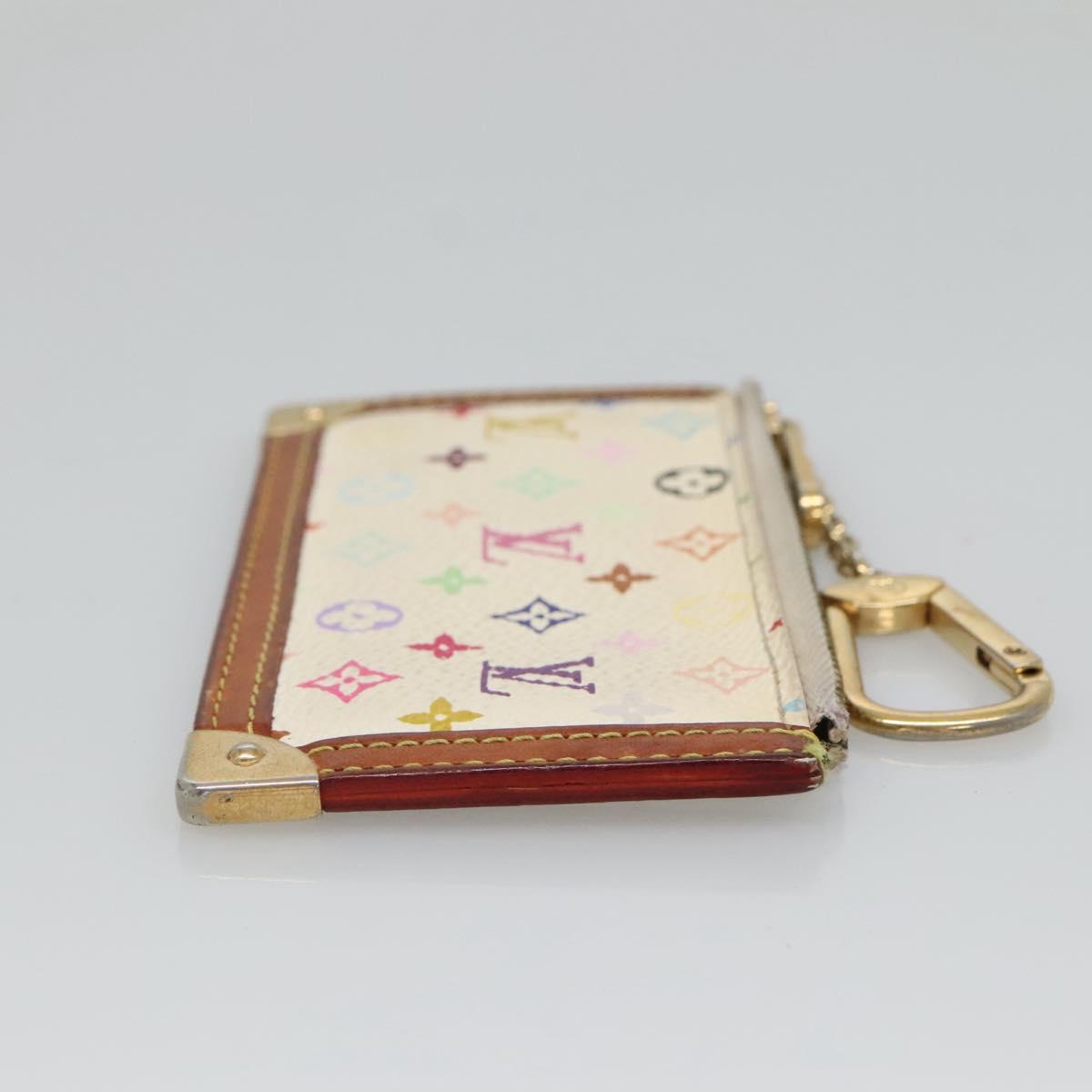 LOUIS VUITTON Multicolor Pochette Cles Coin Purse White M92655 LV Auth 135587