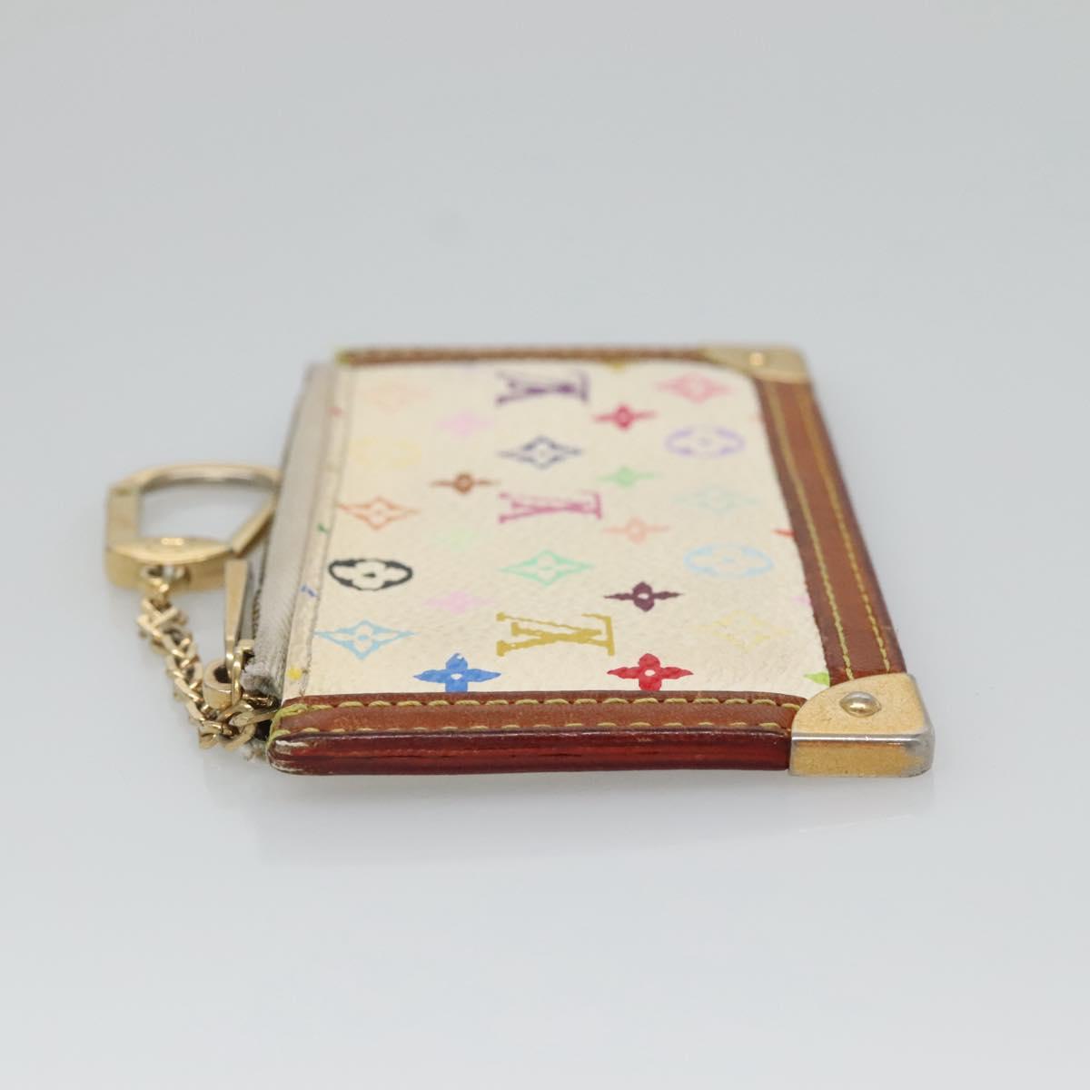 LOUIS VUITTON Multicolor Pochette Cles Coin Purse White M92655 LV Auth 135587