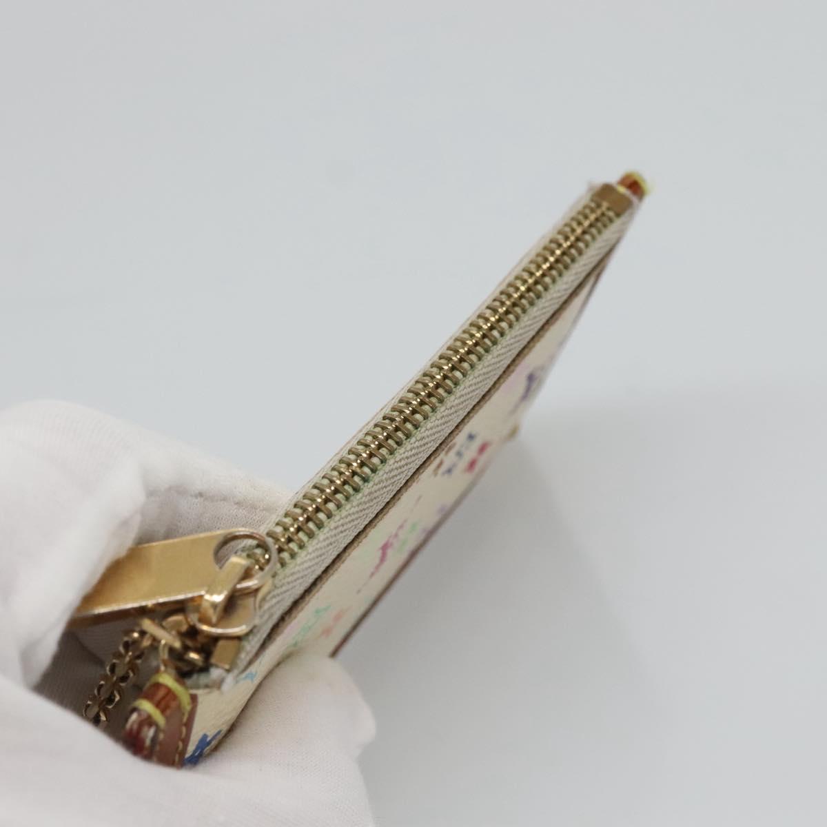 LOUIS VUITTON Multicolor Pochette Cles Coin Purse White M92655 LV Auth 135587