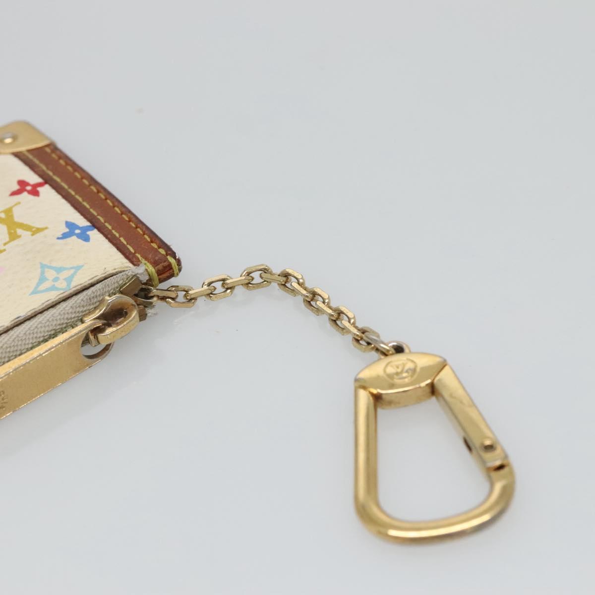 LOUIS VUITTON Multicolor Pochette Cles Coin Purse White M92655 LV Auth 135587