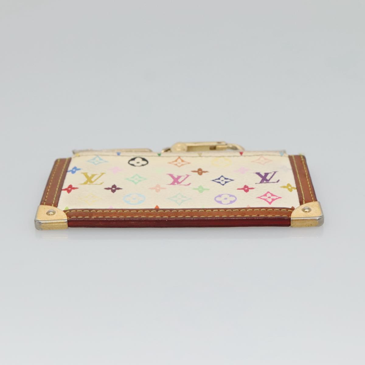 LOUIS VUITTON Multicolor Pochette Cles Coin Purse White M92655 LV Auth 135587