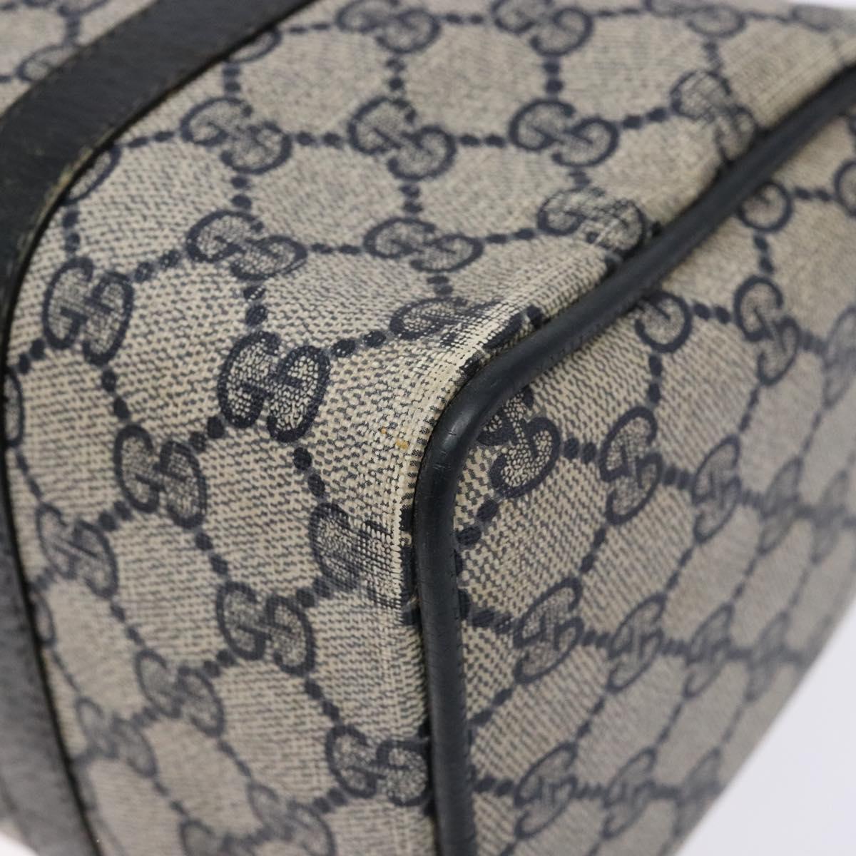 GUCCI GG Supreme Sherry Line Hand Bag PVC Navy Gold Red Auth 135604