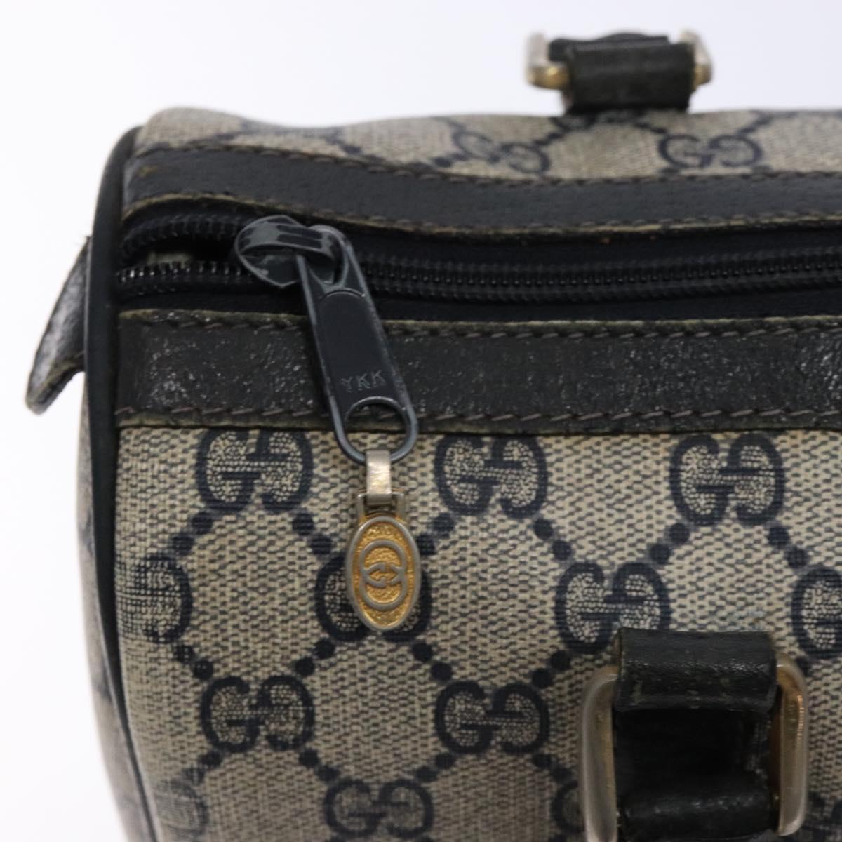 GUCCI GG Supreme Sherry Line Hand Bag PVC Navy Gold Red Auth 135604