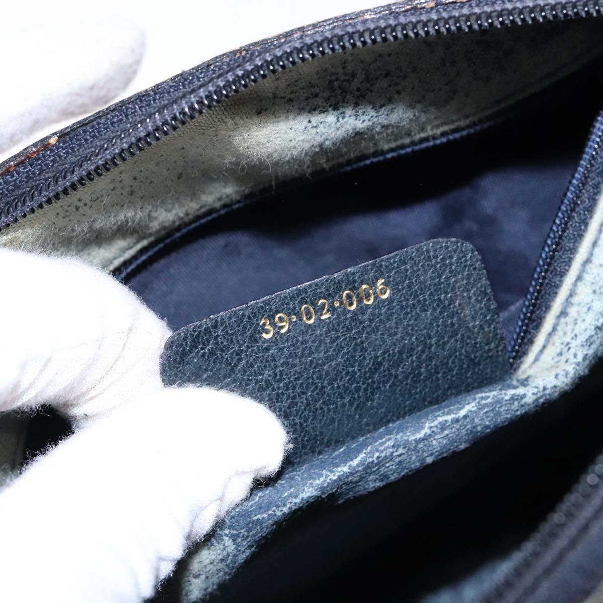 GUCCI GG Supreme Sherry Line Hand Bag PVC Navy Gold Red Auth 135604
