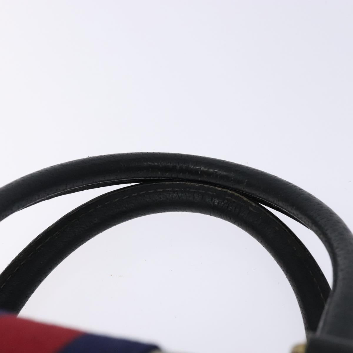 GUCCI GG Supreme Sherry Line Hand Bag PVC Navy Gold Red Auth 135604