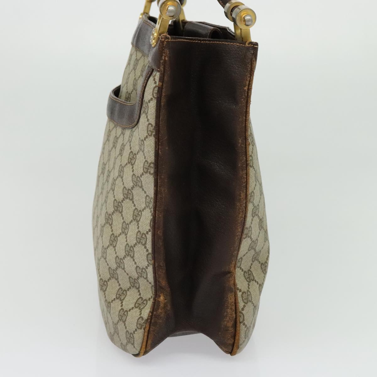 GUCCI GG Supreme Tote Bag PVC Beige Gold Auth 135605
