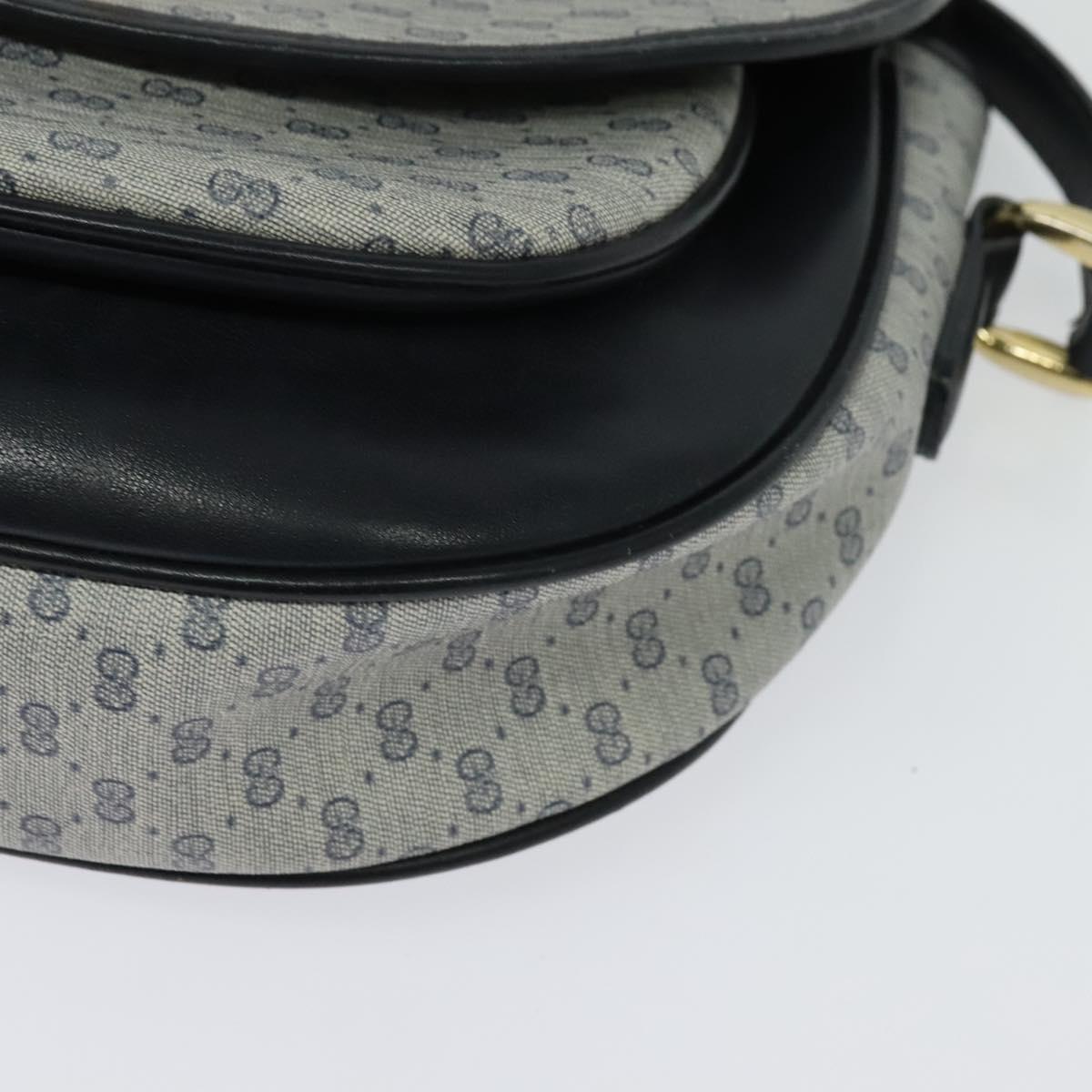 GUCCI Micro GG Supreme Shoulder Bag PVC Navy Gold Auth 135606