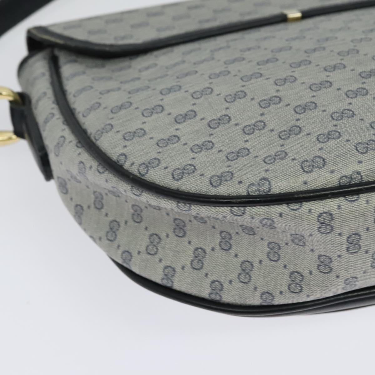 GUCCI Micro GG Supreme Shoulder Bag PVC Navy Gold Auth 135606