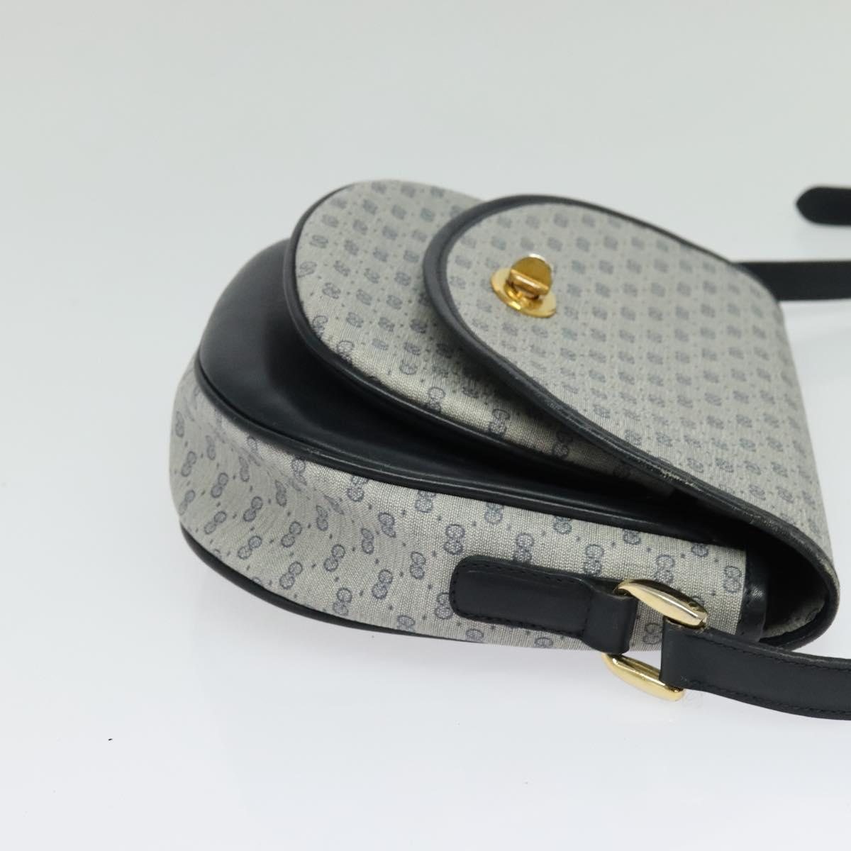 GUCCI Micro GG Supreme Shoulder Bag PVC Navy Gold Auth 135606