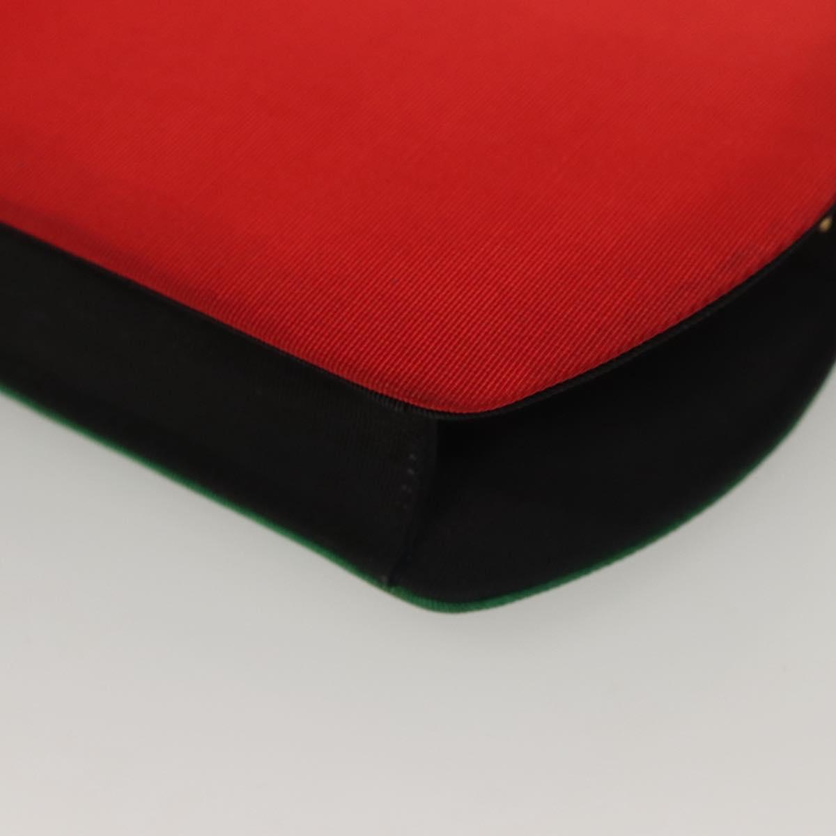 FENDI Hand Bag Nylon Red Gold Auth 135610