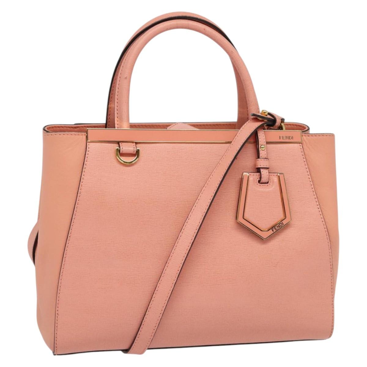 FENDI Petite To Jules Hand Bag Leather 2way Pink Auth 135611