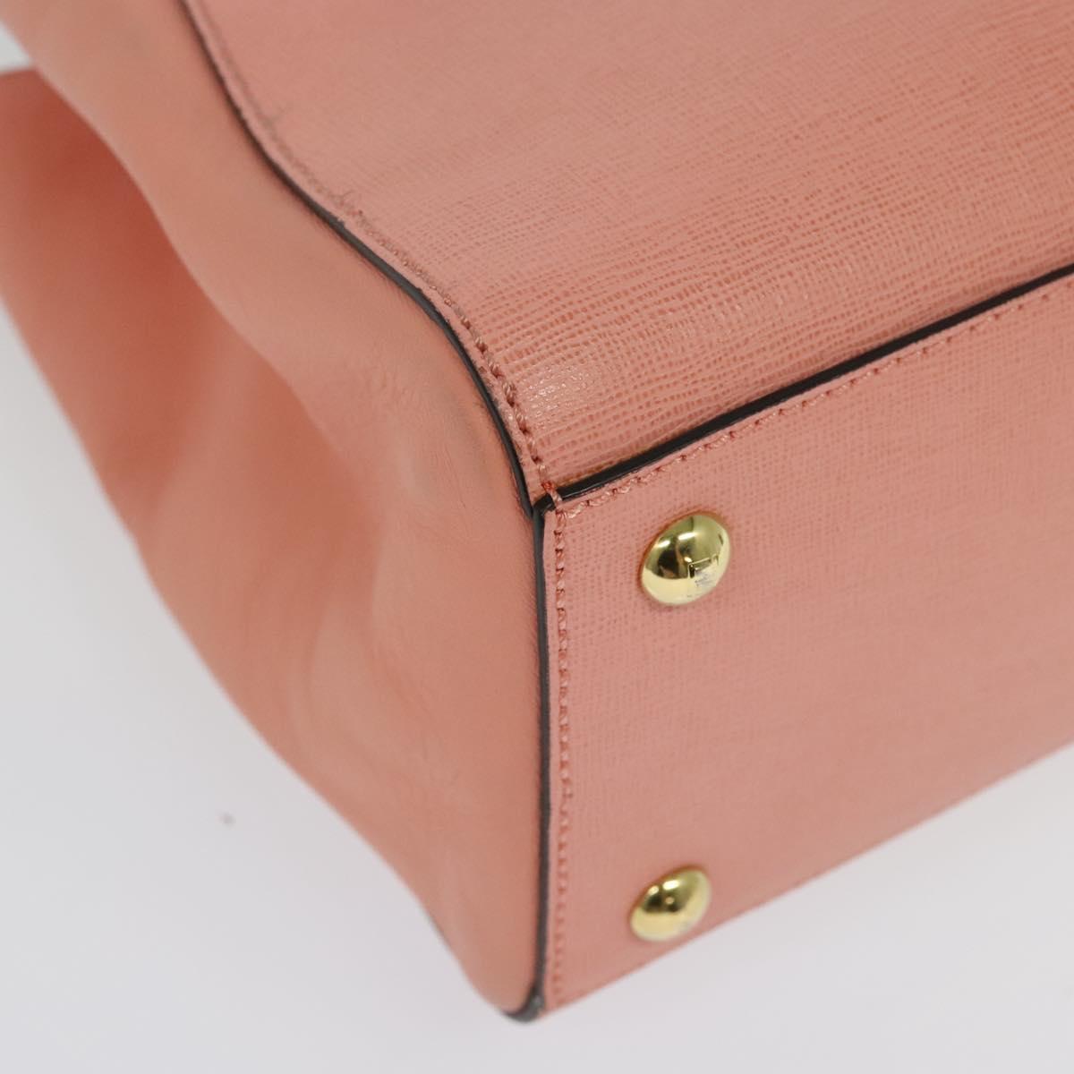 FENDI Petite To Jules Hand Bag Leather 2way Pink Auth 135611