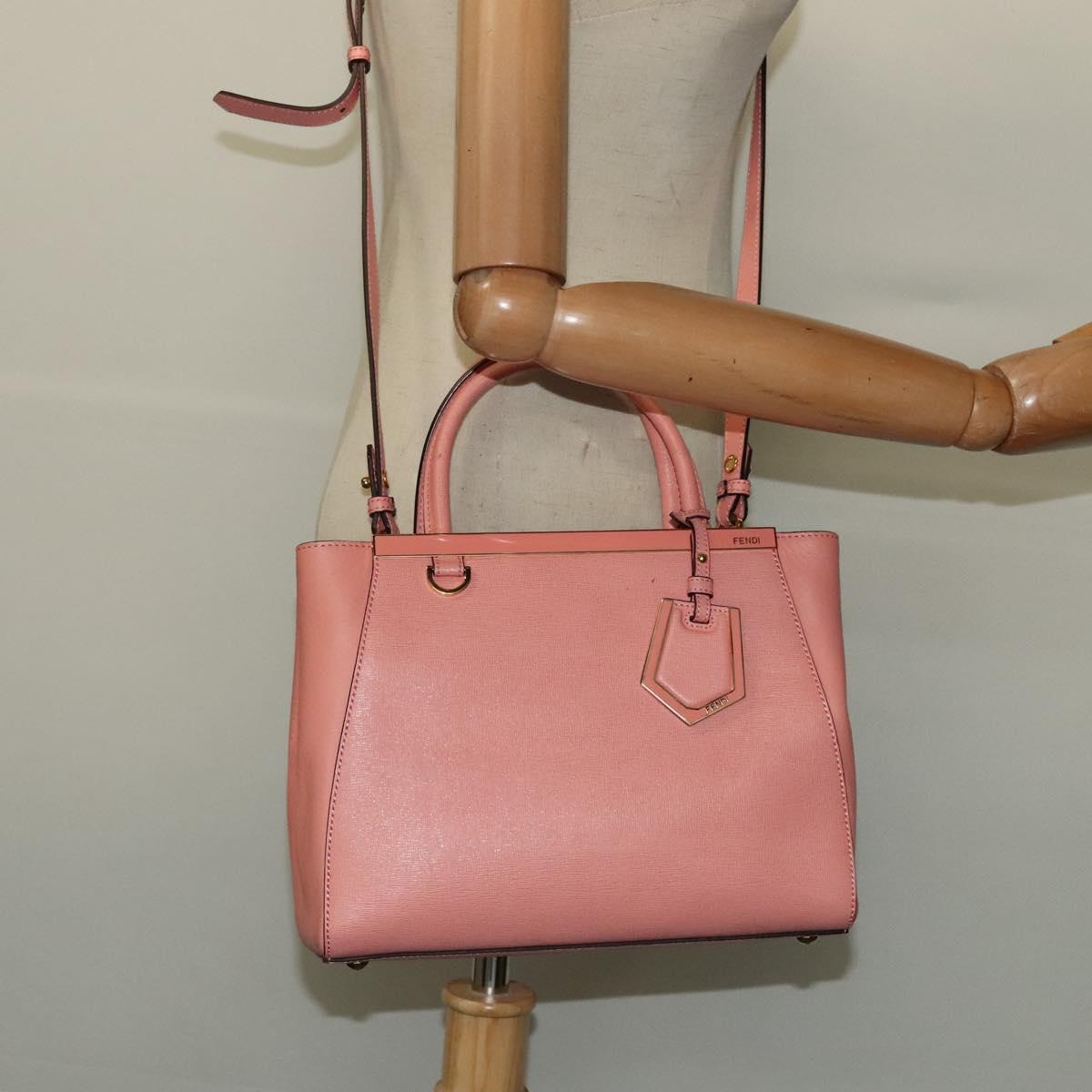 FENDI Petite To Jules Hand Bag Leather 2way Pink Auth 135611
