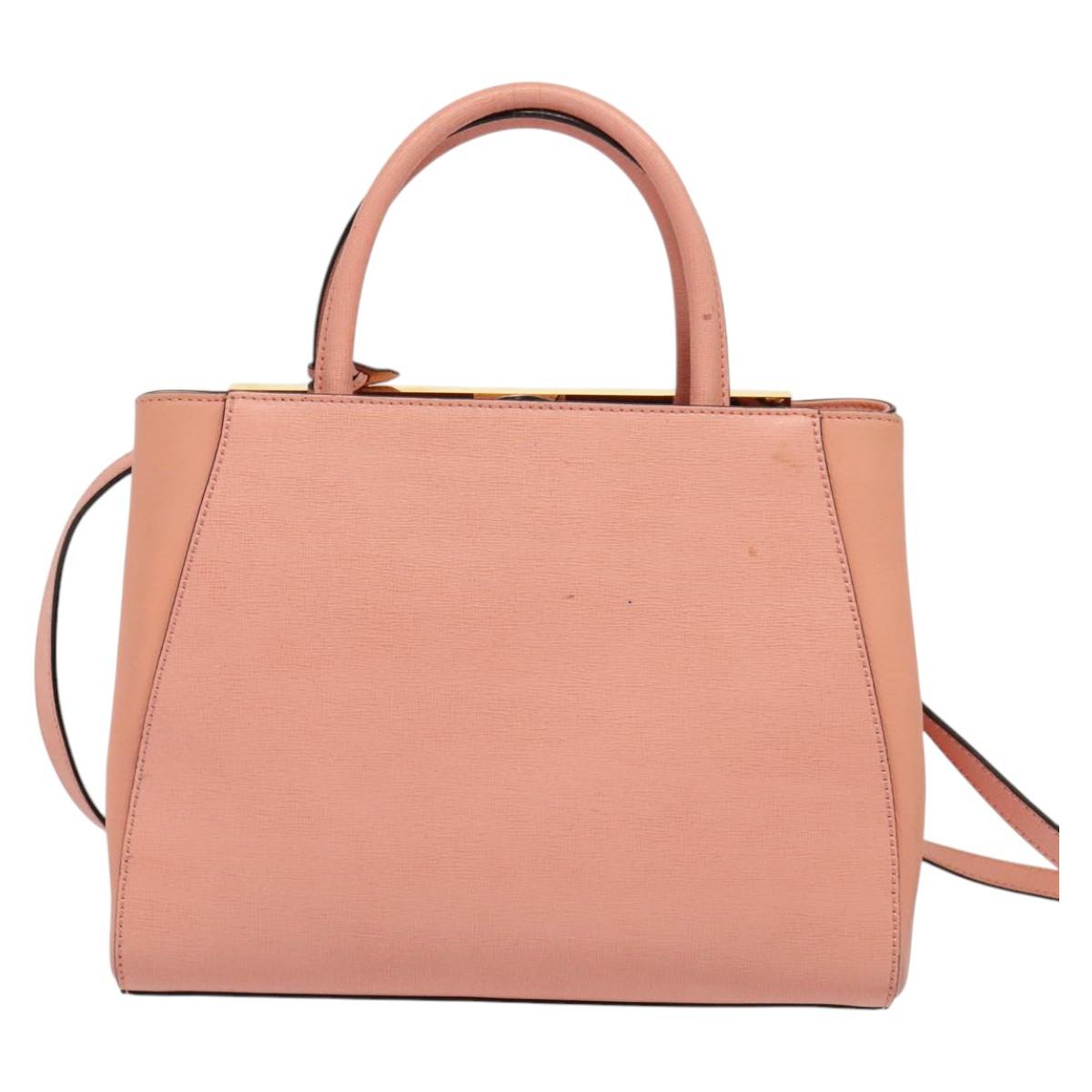 FENDI Petite To Jules Hand Bag Leather 2way Pink Auth 135611