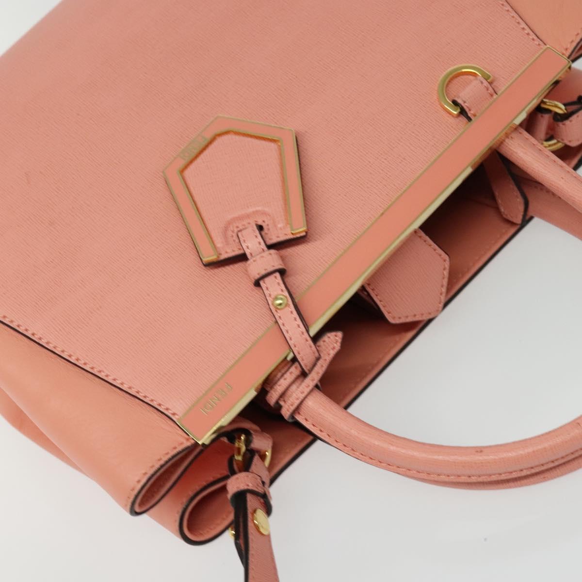FENDI Petite To Jules Hand Bag Leather 2way Pink Auth 135611
