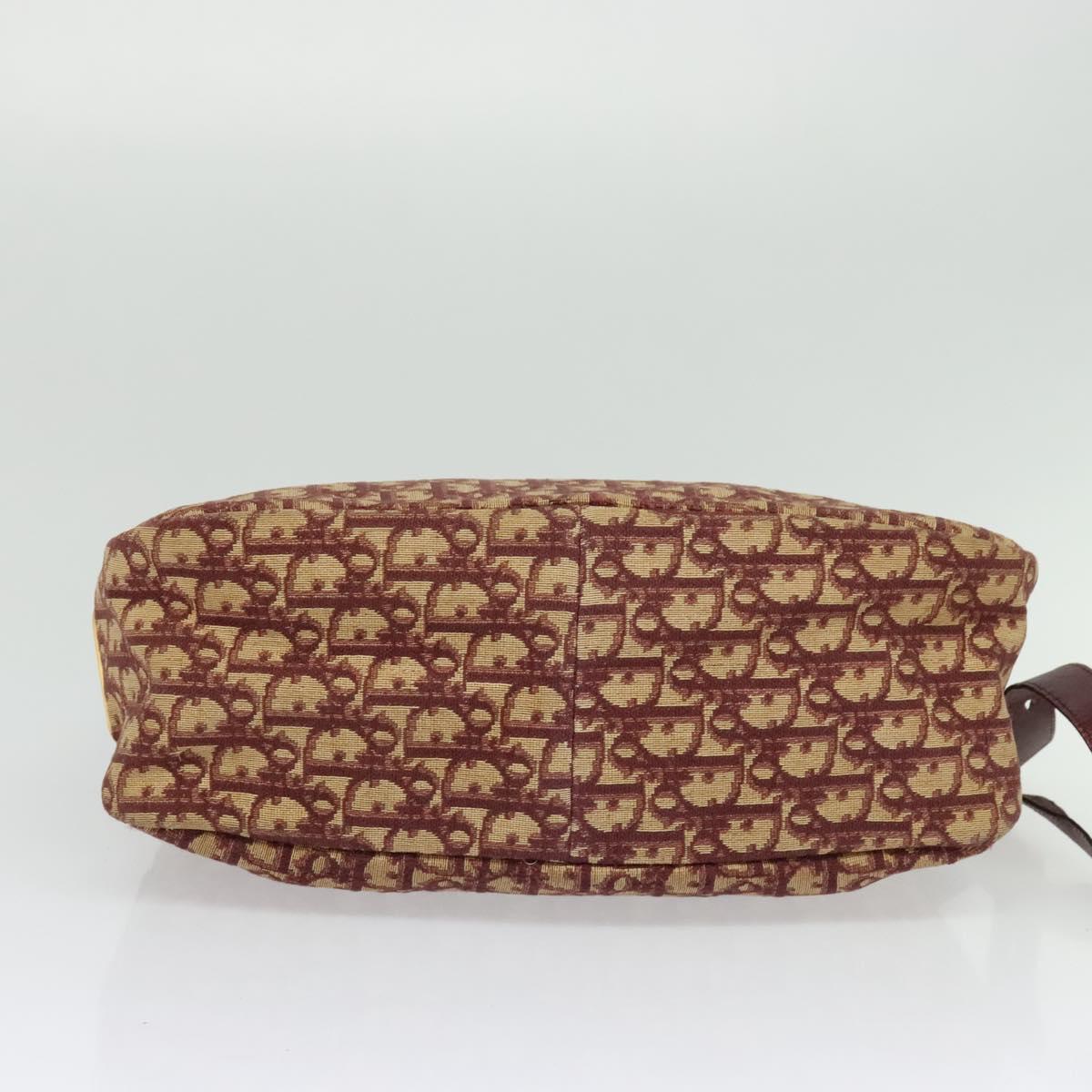 Christian Dior Trotter Canvas Shoulder Bag Red Gold Auth 135614